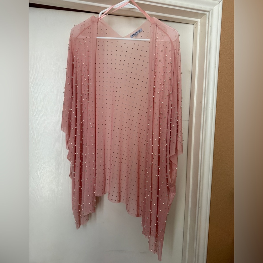 White Birch Pink Beaded Kimono